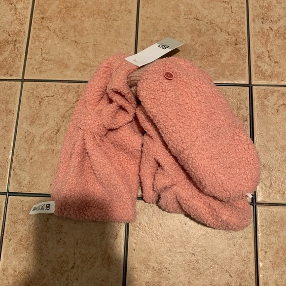 BP Fuzzy Fleece Headband and Mittens Set Blush NWT - Picture 2 of 5